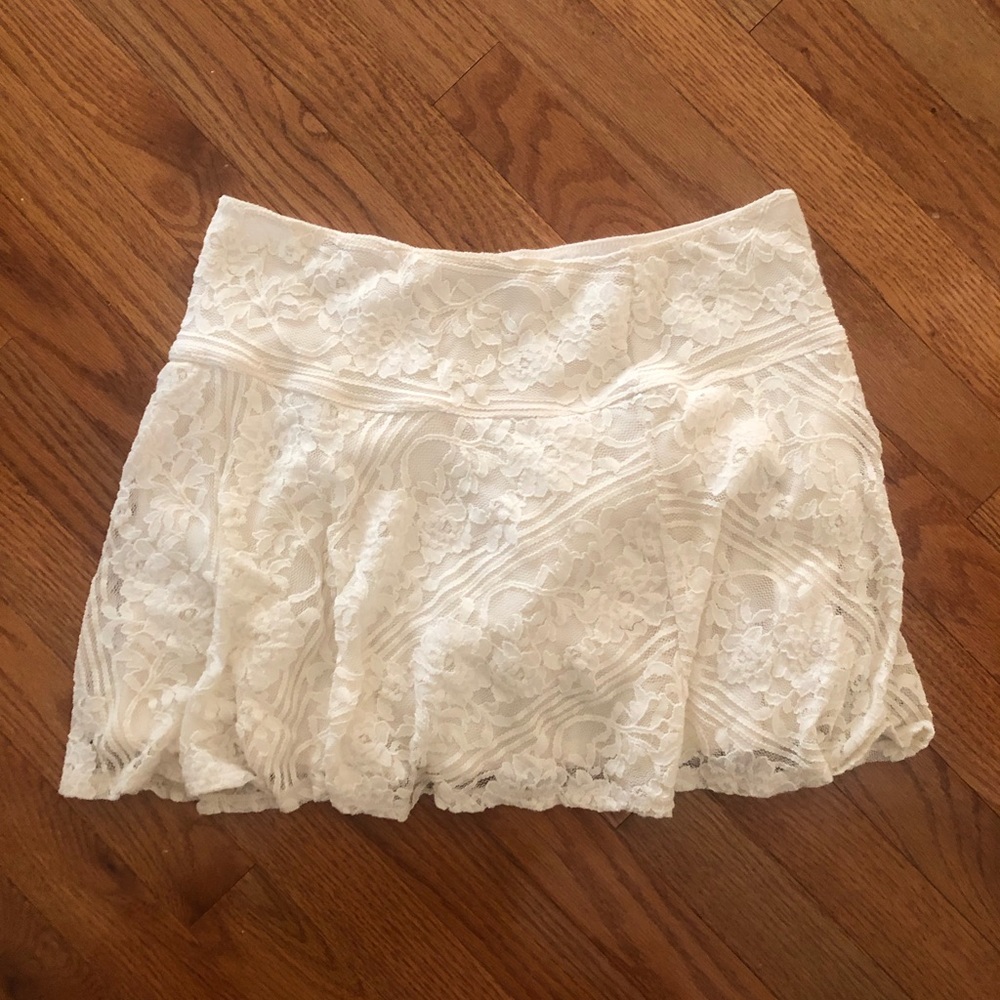 Hollister White Lace Mini Skirt